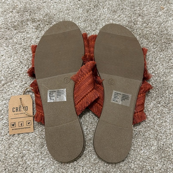 Crevo Monroe Orange Frayed Slide Sandals - Picture 4 of 4
